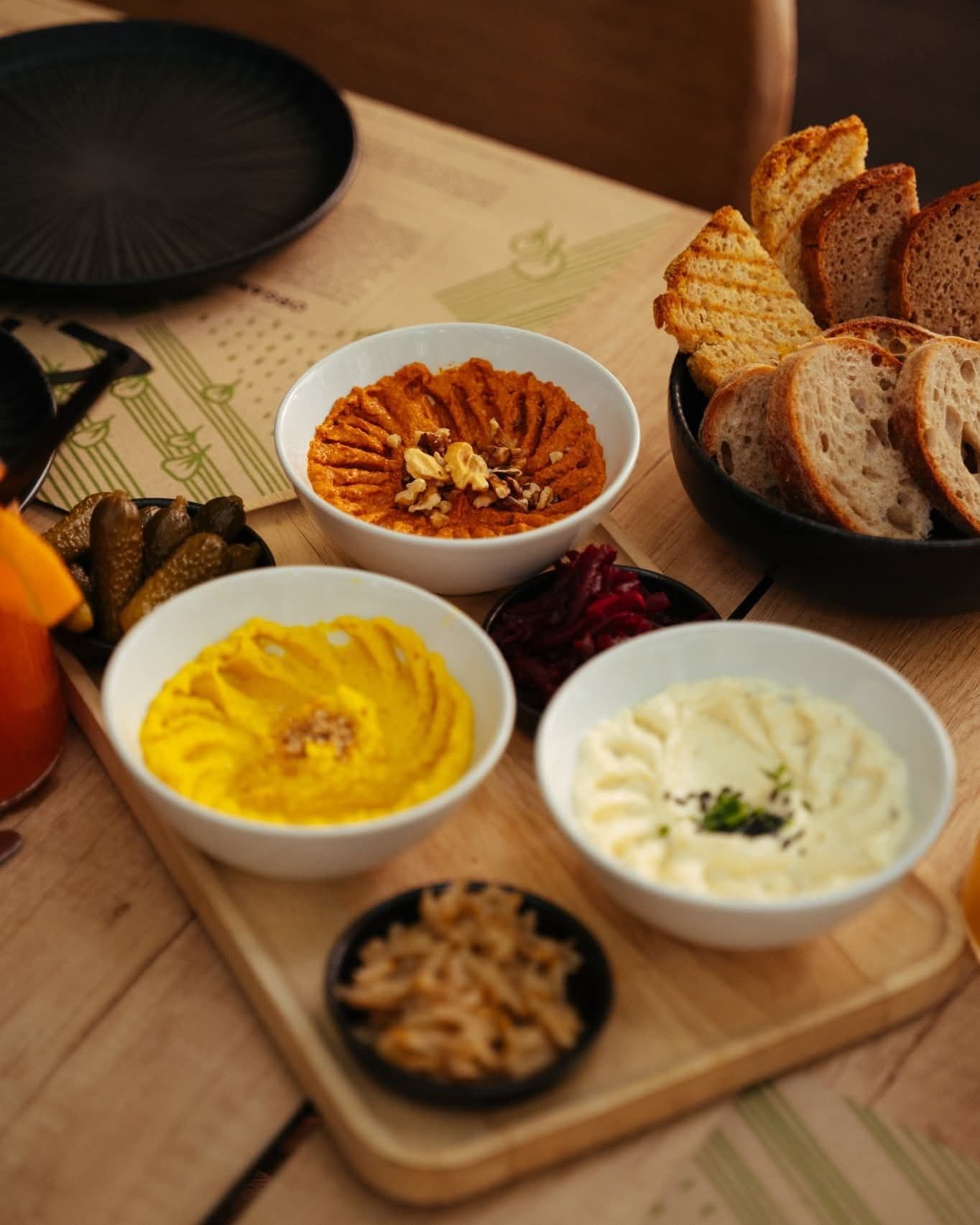 Zrno mezze with sourdough bread